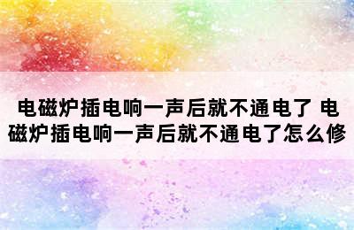 电磁炉插电响一声后就不通电了 电磁炉插电响一声后就不通电了怎么修